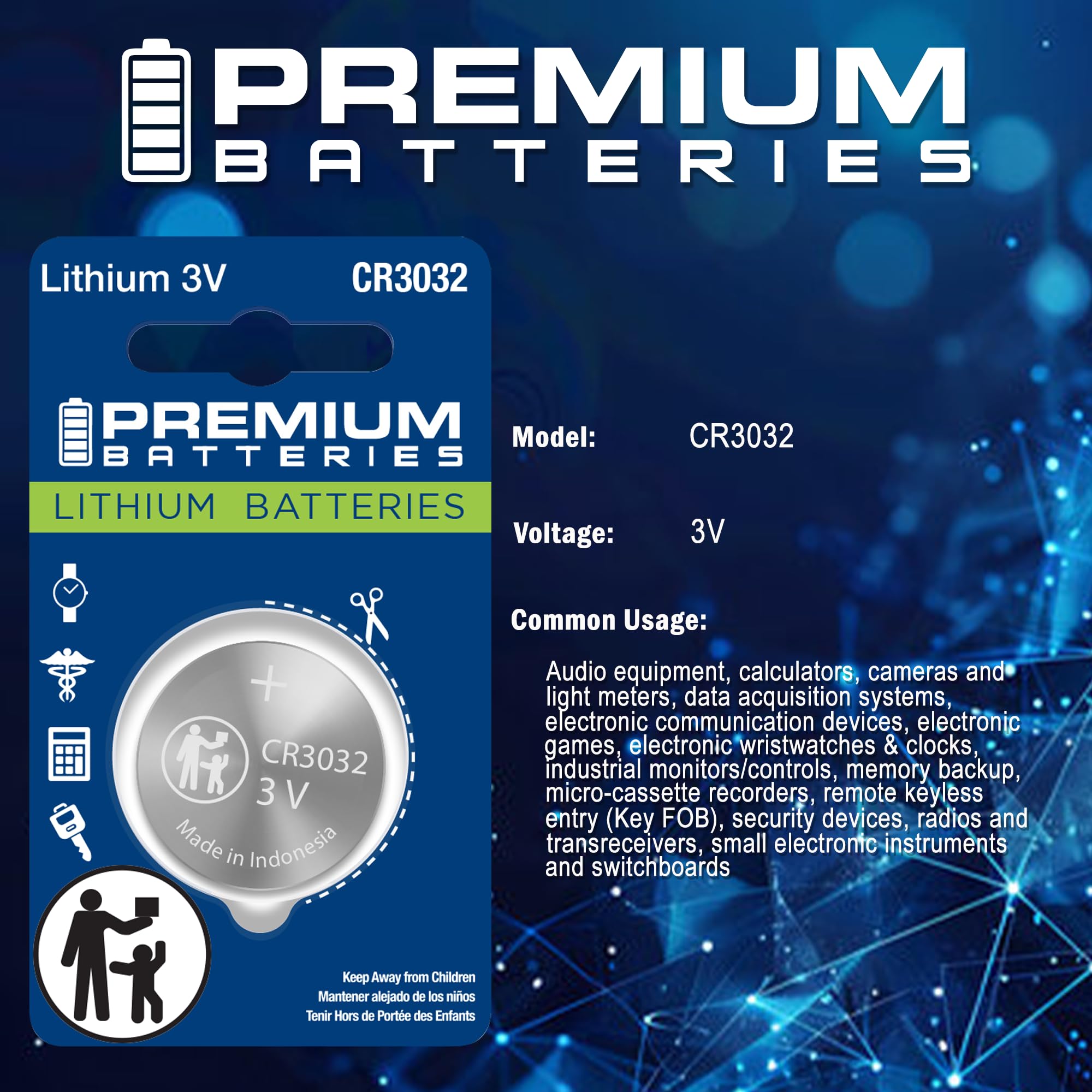 Amazon.com: Premium CR3032 Battery 3V Lithium Coin Cell - Japanese